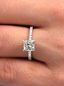 1.5 ct Princess Cut Lab-Grown Engagement Ring with Diamond Knot and Diamond Shoulders