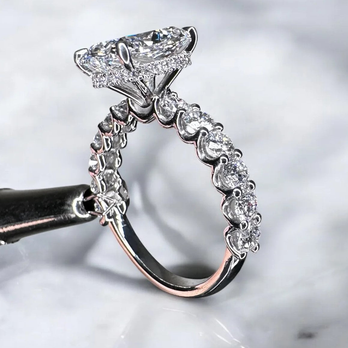 3ct Lab-Grown Elongated Cushion Cut Diamond Engagement Ring