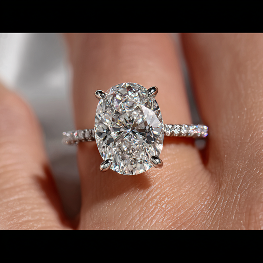 3 ct Oval Lab-Grown Engagement Ring with Hidden Halo